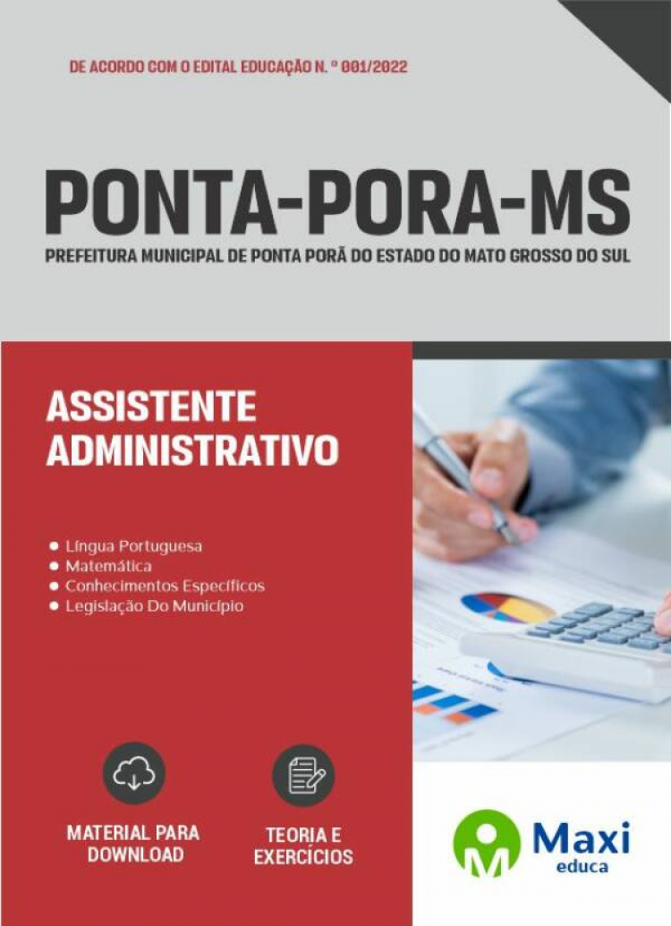 - Apostila Ponta Porã-MS 2022 Assistente Administrativo