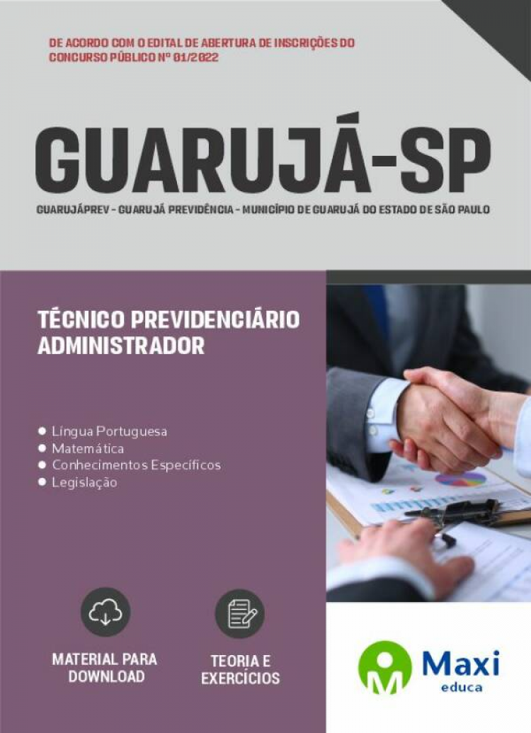 - Apostila Prefeitura de Guarujá-SP - 2022 Técnico Previdenciário Administrador