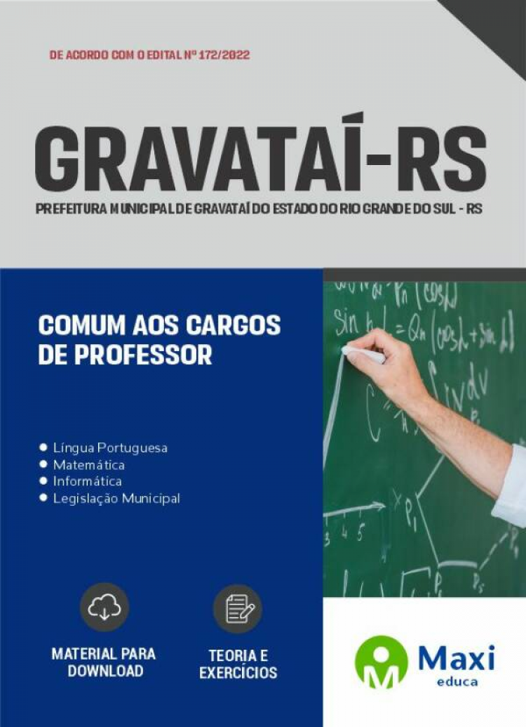 - Apostila Prefeitura de Gravataí - RS 2022 Comum aos cargos de Professor