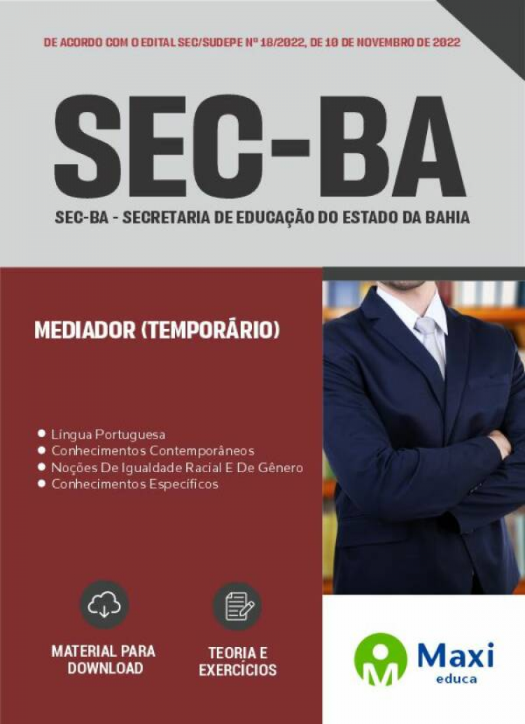 - Apostila SEC-BA 2022 Mediador (Temporário)