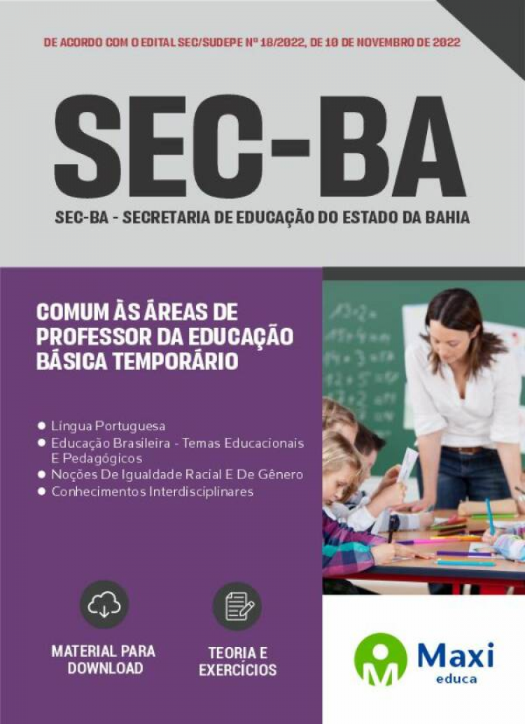 - Apostila SEC-BA 2022 Comum às áreas de Professor da Educação Básica Temporário