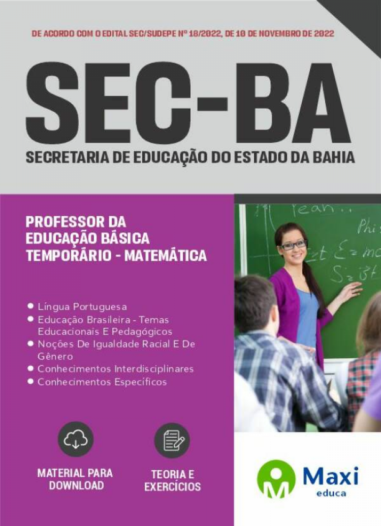 - Apostila SEC-BA 2022 Professor Da Educação Básica Temporário - Matemática