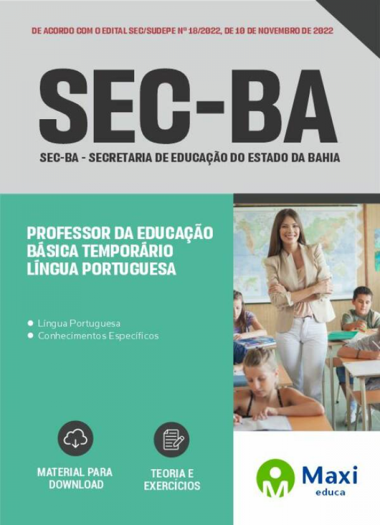 - Apostila SEC-BA 2022 Professor Da Educação Básica Temporário - Língua Portuguesa