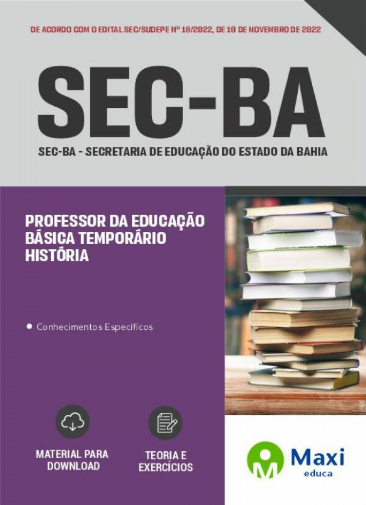 - Apostila SEC-BA 2022 Professor Da Educação Básica Temporário - História