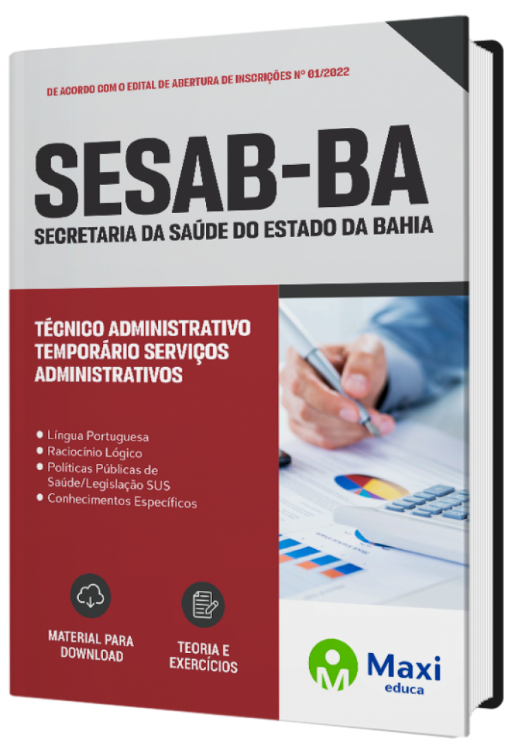 - Apostila SESAB-BA 2022 Técnico Administrativo Temporário – Serviços Administrativos