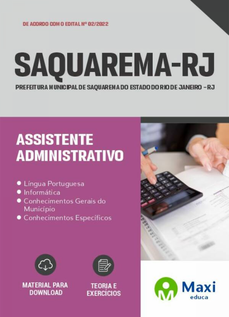 - Apostila Prefeitura de Saquarema-RJ 2022 Assistente Administrativo