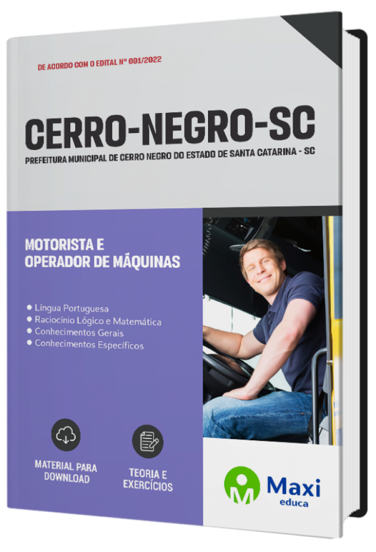 - Apostila Prefeitura de Cerro Negro-SC 2022 Motorista e Operador de Máquinas