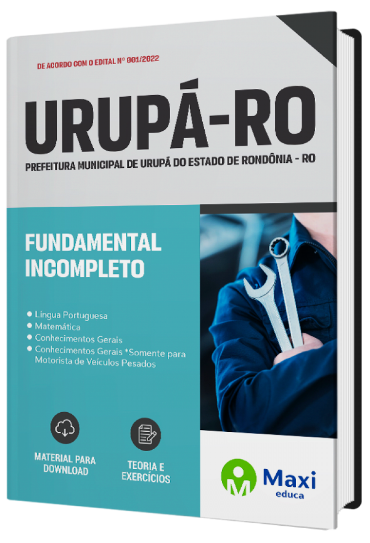 - Apostila Prefeitura de Urupá-RO 2022 Fundamental Incompleto: Mecânico de Máquinas Pesadas, Motorista de Veículos Pesados, Operador de Máquinas Pesadas - Pá Carregadeira e Operador de Máquinas - Pesadas Retroescavadeira