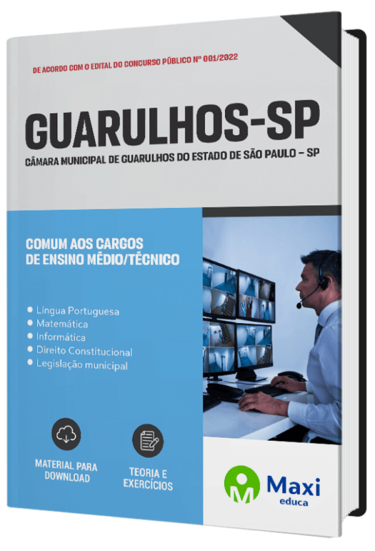 - Apostila Câmara de Guarulhos–SP 2022 Comum aos Cargos de Ensino Médio/Técnico: Técnico Legislativo A: Operador de Mesa de Som e Imagem, Operador de Câmera, Design Gráfico, Tecnologia da Informação e Assistente de Produção