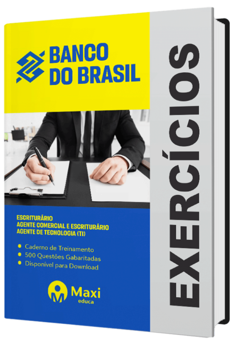 - Caderno de Questões Banco do Brasil 2022 Praticando 500 questões Gabaritadas - Escriturário – Agente Comercial e Escriturário – Agente de Tecnologia (TI)