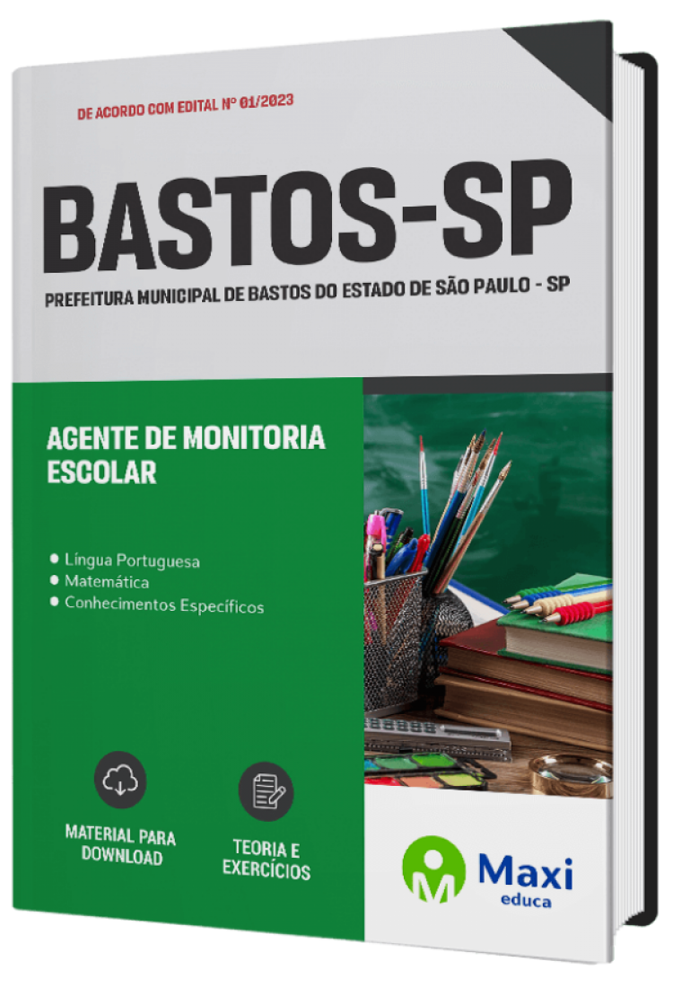 - Apostila Prefeitura de Bastos - SP 2023 Agente de Monitoria Escolar