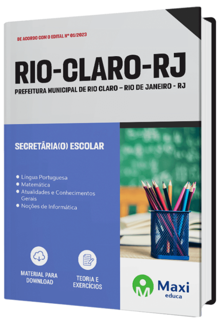 - Apostila Prefeitura de Rio Claro - RJ - 2023 Secretária(o) Escolar