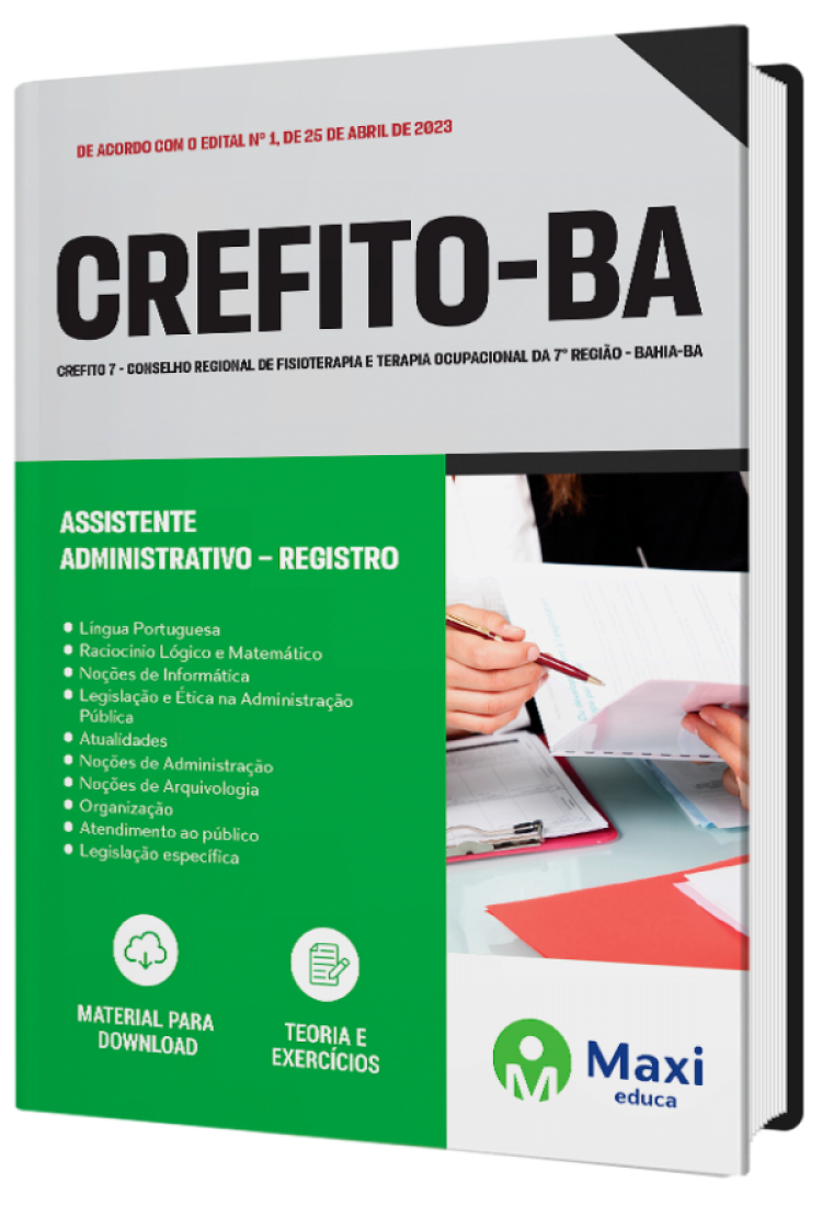 - Apostila CREFITO 7 - BA - 2023 Assistente Administrativo – Registro