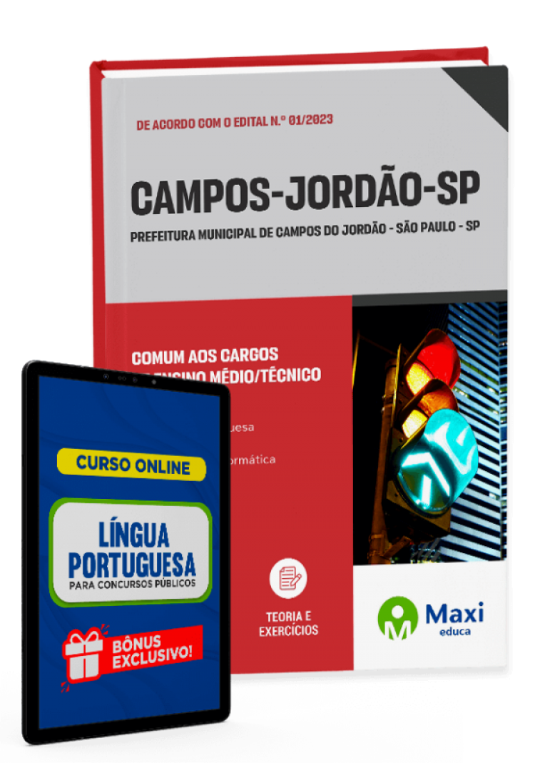 - Apostila Prefeitura de Campos do Jordão - SP - 2023 Comum aos Cargos de Ensino Médio/Técnico: Agente de Trânsito, Agrimensor, Auxiliar de Biblioteca, Fiscal Municipal