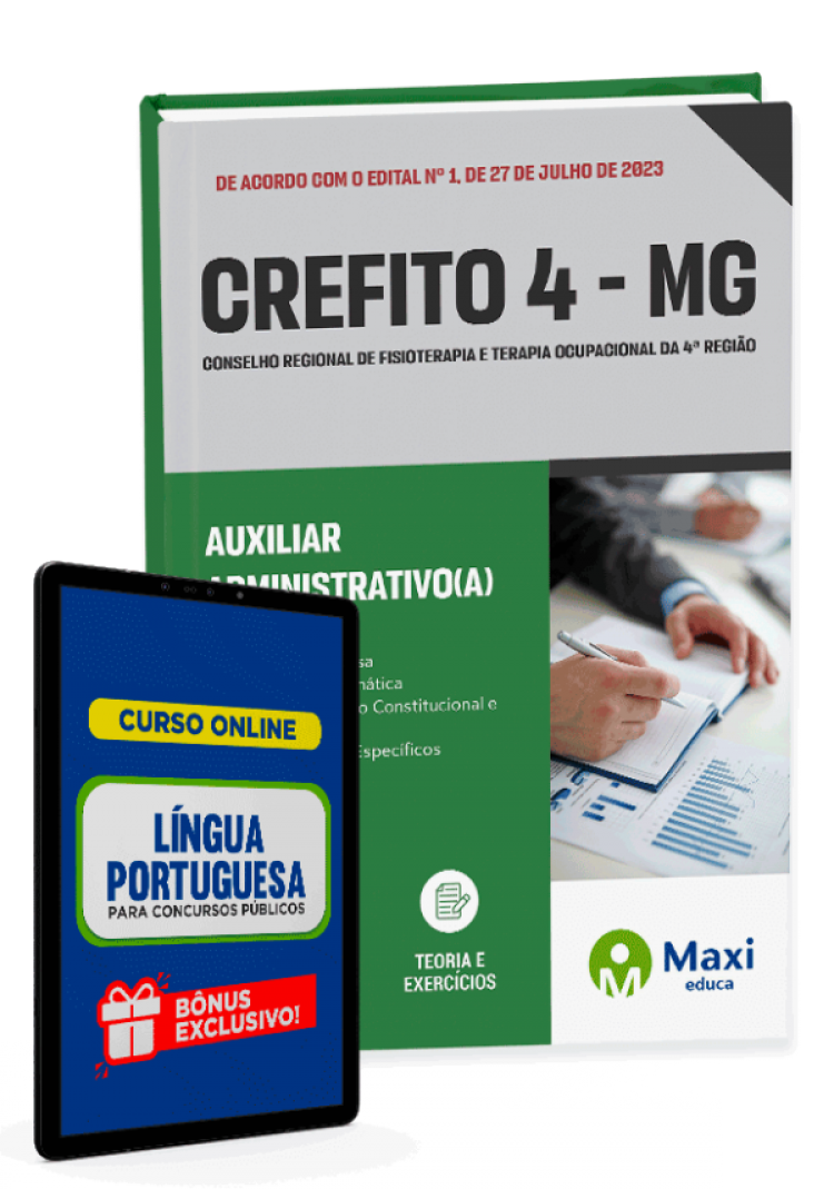 - Apostila CREFITO-4-MG - 2023 Auxiliar Administrativo(a)