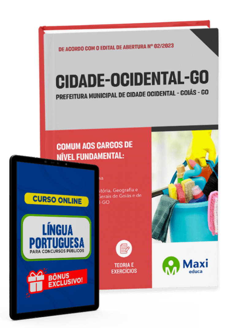 - Apostila Prefeitura de Cidade Ocidental - GO - 2023 Ensino Fundamental: Auxiliar de Serviços Gerais, Eletricista de Baixa Tensão, Merendeira, Monitor de Transporte Escolar, Motorista de Veículo Leve, Motorista de Veículos Pesados, Operador de Máquinas e Tratorista