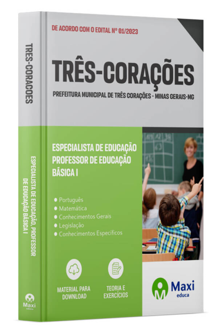 - Apostila Prefeitura de Três Corações-MG 2023 Especialista De Educação, Professor De Educação Básica I - Anos Iniciais, Professor De Educação Básica I - Educação Infantil E Psicopedagogo